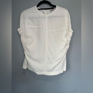 Zara White Ruched Blouse